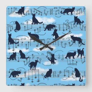 Reloj Cuadrado musical kittens