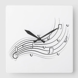 Reloj Cuadrado Musical note wave, black line clipart