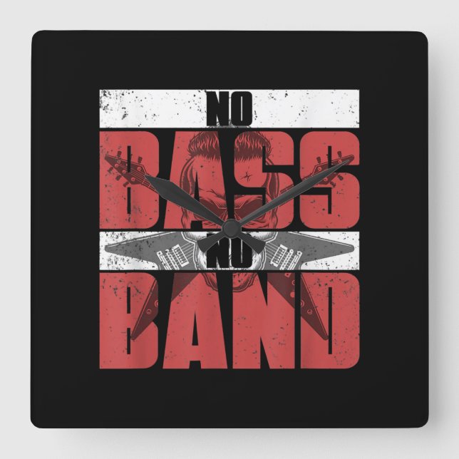 Reloj Cuadrado Músico Battend Gift Idea Bass Guitar (Anverso)