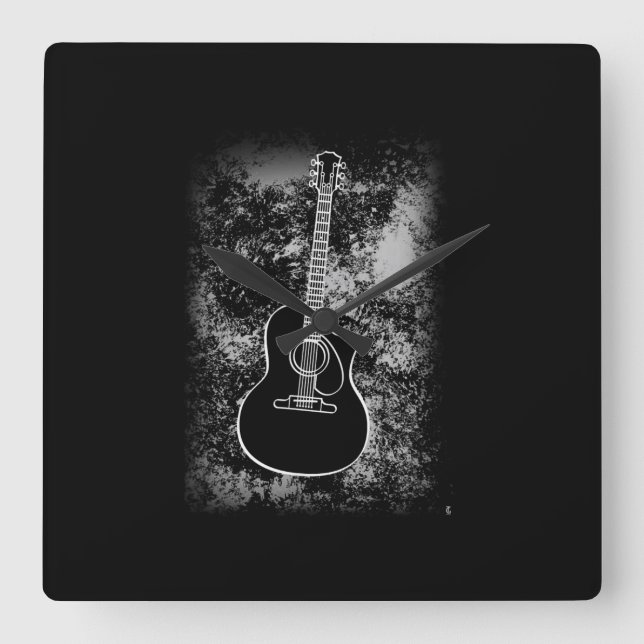 Reloj Cuadrado Músico de rock gráfico de guitarra Grunge Jazz (Anverso)