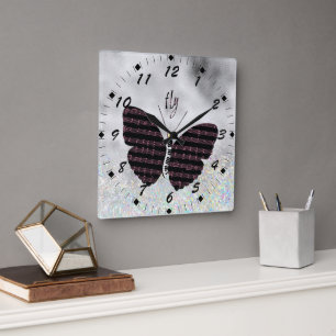 Reloj Cuadrado Músicos, cantantes, mariposa de piano
