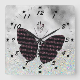 Reloj Cuadrado Músicos, cantantes, mariposa de piano