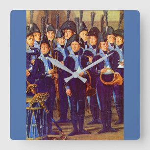 Reloj Cuadrado músicos militares europeos Circa 1800