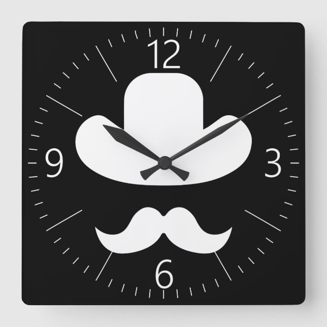 Reloj Cuadrado Mustache y gorra (Anverso)