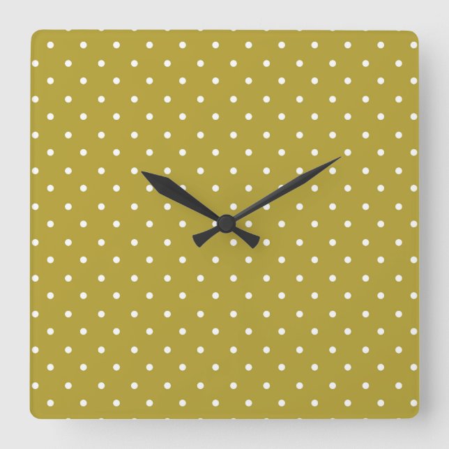 Reloj Cuadrado  Mustard yellow white polka dots pattern  (Anverso)
