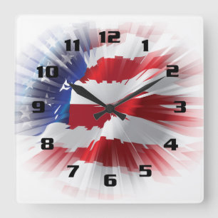 Reloj Cuadrado Muy Cool Bandera Patriótica Americana