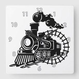 Reloj Cuadrado Muy Cool Locomotora de Tren de Vapor Vintage