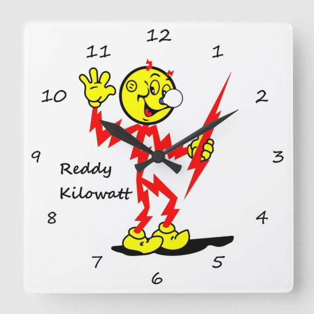 Reloj Cuadrado Muy divertido Reddy Kilowatt Wall Clock (Anverso)