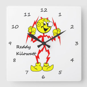 Reloj Cuadrado Muy divertido Reddy Kilowatt Wall Clock