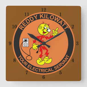Reloj Cuadrado Muy divertido Reddy Kilowatt Wall Clock
