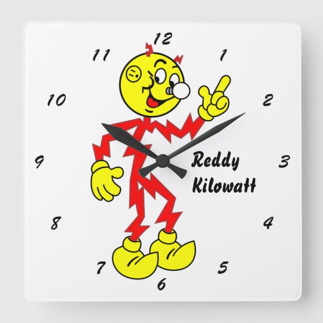 Reloj Cuadrado Muy divertido Reddy Kilowatt Wall Clock (Anverso)