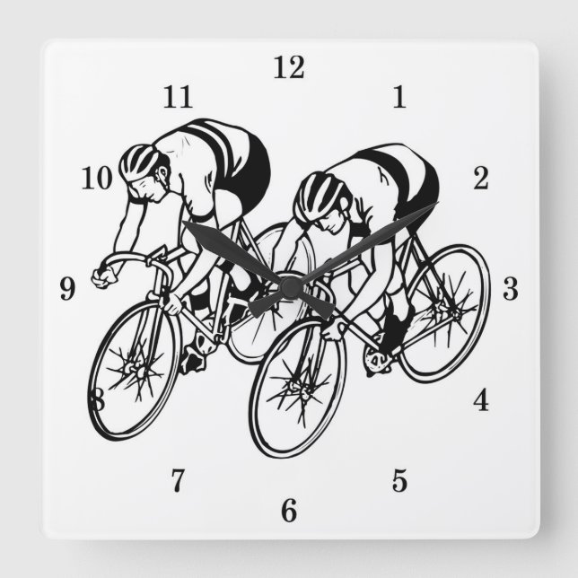 Reloj Cuadrado Muy Guay Bicyclist Wall Clock (Anverso)