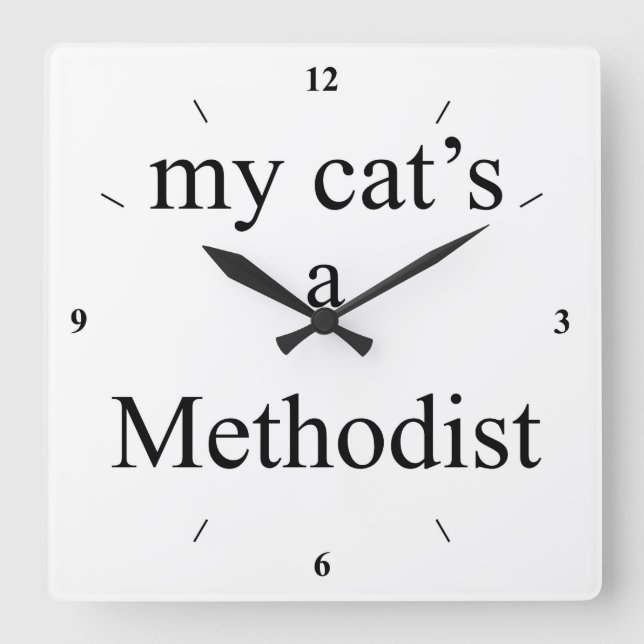 Reloj Cuadrado My Cat's a Methodist (Anverso)