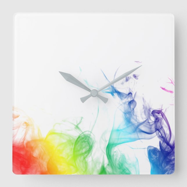 Reloj Cuadrado MyPride365 - "Rainbow Smoke" Acrylic Wall Clock (Anverso)