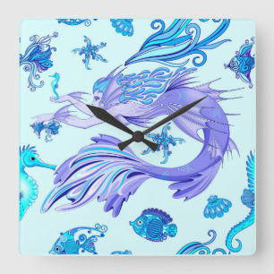 Reloj Cuadrado Mystic Mermaid Fairy Purple Creple Ceramic Tile