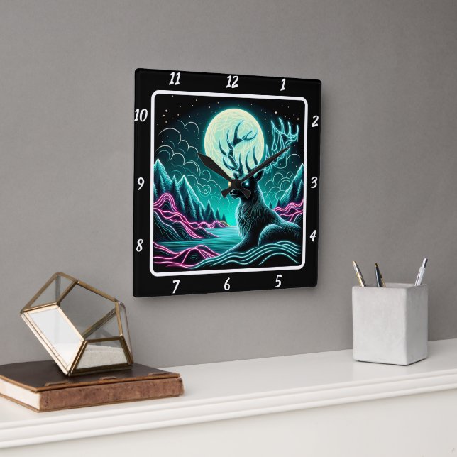 Reloj Cuadrado Mystic Wilderness Deer (Oficina)