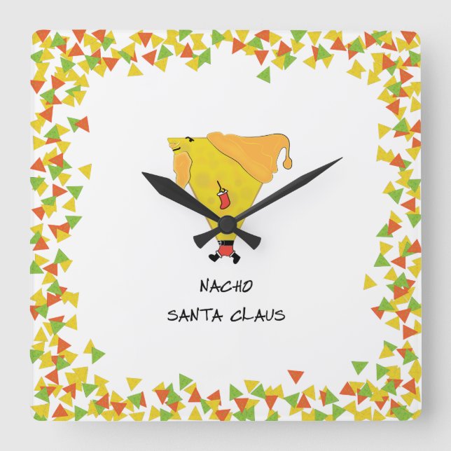 Reloj Cuadrado Nacho Santa con chile (Anverso)