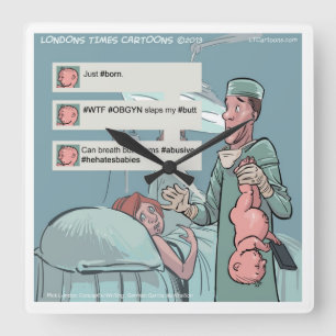 Reloj Cuadrado Nacido Para Tuitear Funny Square Wall Clock