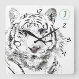 Reloj Cuadrado Nacimiento original del tigre acuarela chino