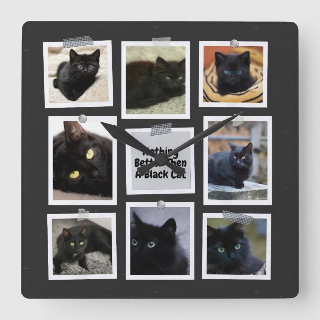 Reloj Cuadrado Nada Mejor Que Un Gato Negro (Anverso)