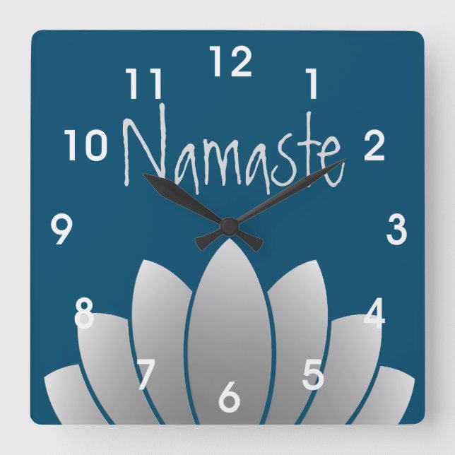 Reloj Cuadrado Namaste Modern Lotus Floral (Anverso)