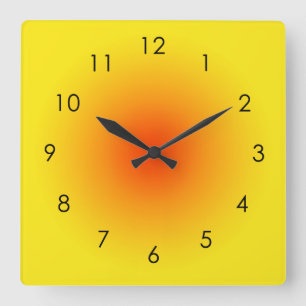 Reloj Cuadrado Naranja Amarillo Gradiente Sunny Ombre Aura