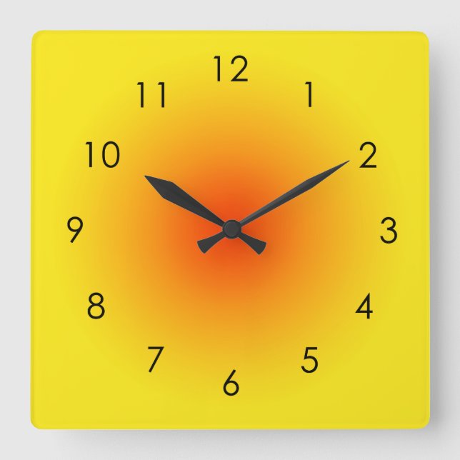 Reloj Cuadrado Naranja Amarillo Gradiente Sunny Ombre Aura (Anverso)