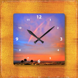 Reloj Cuadrado Naranja arcoiris cielo azul cielo paisaje foto