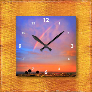 Reloj Cuadrado Naranja arcoiris cielo azul cielo paisaje foto