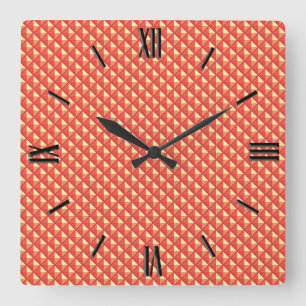 Reloj Cuadrado Naranja coral, aspecto de esmalte, rejilla con tac