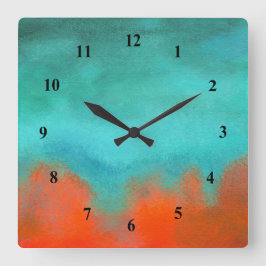 Reloj Cuadrado Naranja coralino de la turquesa de la lava del