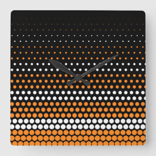 Reloj Cuadrado Naranja de cadmio y punto de polka blanco