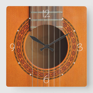 Reloj Cuadrado Naranja de guitarra clásica tan