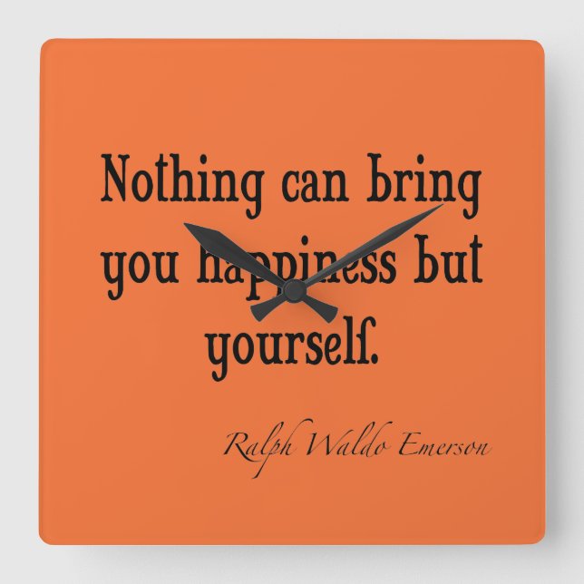 Reloj Cuadrado Naranja de la nectarina de la cita de la felicidad (Anverso)