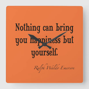 Reloj Cuadrado Naranja de la nectarina de la cita de la felicidad