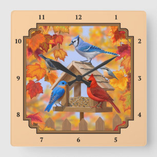 Reloj Cuadrado Naranja de otoño de la reunión del alimentador de 