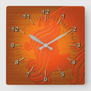 Reloj Cuadrado naranja elegante