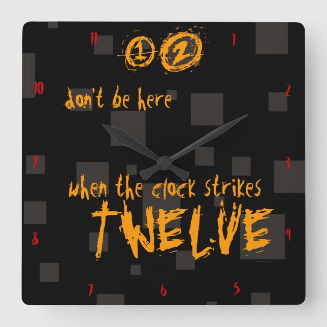 Reloj Cuadrado Naranja espeluznante extraño del negro de la caja (Anverso)