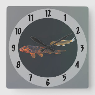 Reloj Cuadrado Naranja Koi y Gold Koi