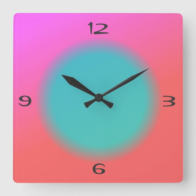 Reloj Cuadrado Naranja rosa mezclado, Green Center>Reloj de cocin (Anverso)