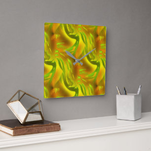 Reloj Cuadrado Naranja verde digital en textura áspera amarilla