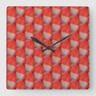 Reloj Cuadrado naranja y blanco a cuadros