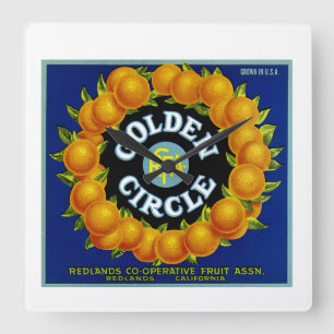 Reloj Cuadrado Naranjas del Círculo Dorado