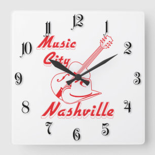 Reloj Cuadrado Nashville. Ciudad de la música