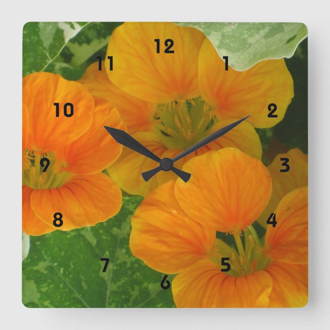 Reloj Cuadrado Nasturtium Wall Clock (Anverso)