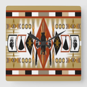 Reloj Cuadrado Native American Bear Clan Wall Clock