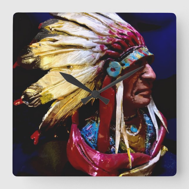 Reloj Cuadrado Native American Wall Clock (Anverso)