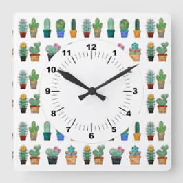 Reloj Cuadrado Naturaleza de la flor de Cactus