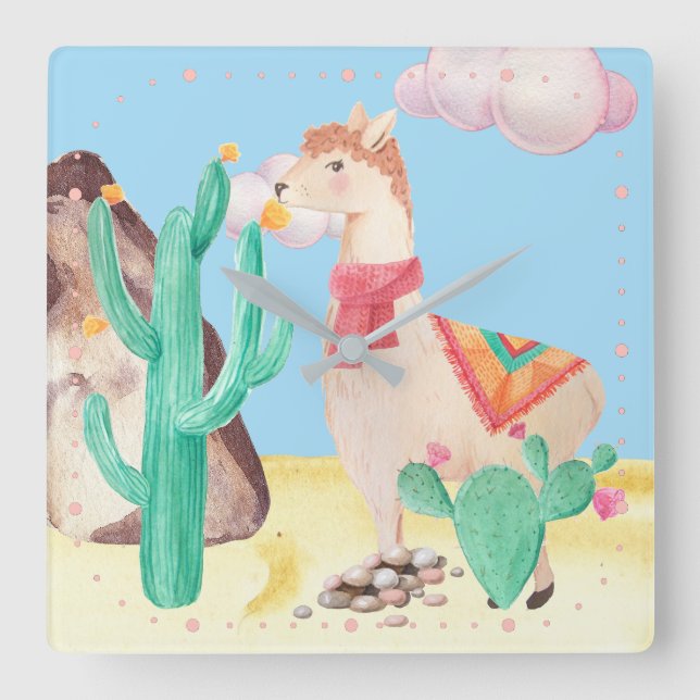 Reloj Cuadrado Naturaleza de las flores del desierto de Arizona L (Anverso)