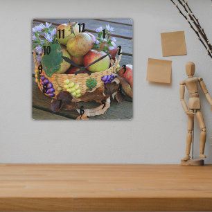 Reloj Cuadrado Naturaleza muerta de la cosecha de manzanas de oto